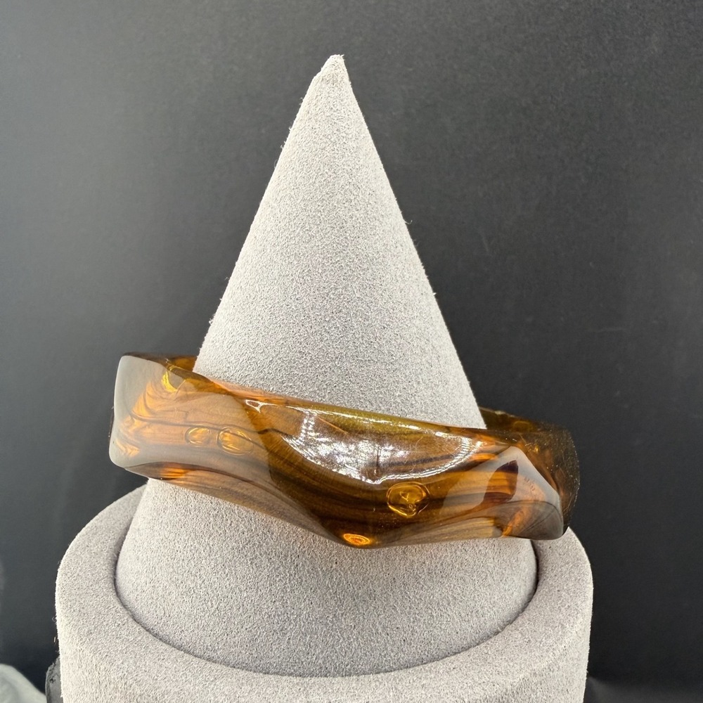 Vintage Bangle Bracelet Brown Acrylic Rootbeer Chunky  8.5"